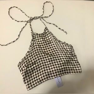 NWT silky checkered halter top